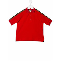 Fendi Kids Camisa polo com detalhe de logo - Vermelho
