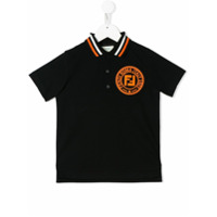 Fendi Kids Camisa polo com estampa de logo - Preto