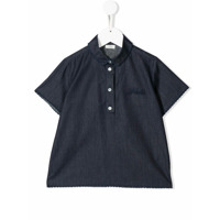 Fendi Kids Camisa polo com logo bordado - Azul