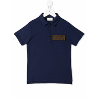 Fendi Kids Camisa polo com patch de logo - Azul