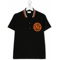 Fendi Kids Camisa polo com patch de logo - Preto