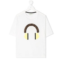 Fendi Kids Camiseta com aplicação de headphone FF - Branco