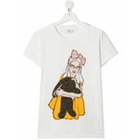 Fendi Kids Camiseta com estampa de ilustração - Branco