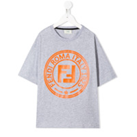 Fendi Kids Camiseta com estampa de logo - Cinza