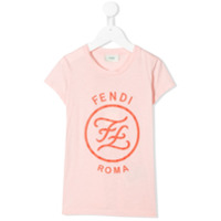 Fendi Kids Camiseta com estampa de logo - Rosa