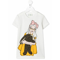 Fendi Kids Camiseta com estampa ilustrativa - Branco