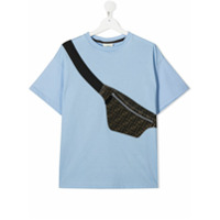 Fendi Kids Camiseta de algodão com estampa de bolsa - Azul