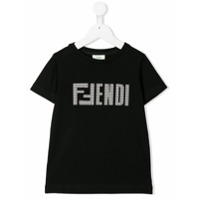 Fendi Kids Camiseta pied-de-poule com logo - Preto