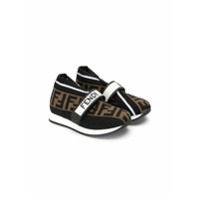 Fendi Kids Fendi Love touch strap sneakers - Marrom