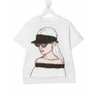 Fendi Kids illustration print T-shirt - Branco