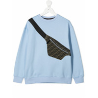 Fendi Kids Moletom com estampa de pochete - Azul