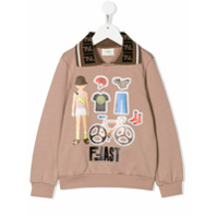 Fendi Kids Moletom com estampa FFast - Marrom