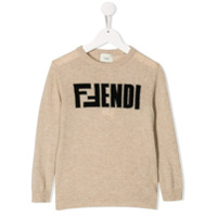 Fendi Kids Suéter com estampa de logo - Neutro