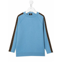 Fendi Kids Suéter de tricô com recorte Zucca - Azul