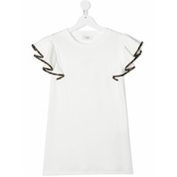 Fendi Kids TEEN ruffle sleeves T-shirt - Branco