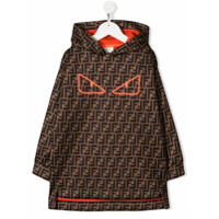 Fendi Kids Vestido com capuz e logo - Marrom