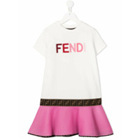 Fendi Kids Vestido com estampa de logo - Branco