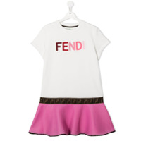 Fendi Kids Vestido com estampa de logo - Neutro