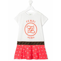 Fendi Kids Vestido mangas curtas com estampa de logo - Branco