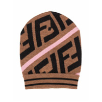 Fendi Kids Zucca-pattern knitted hat - Marrom