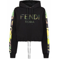 Fendi Moletom cropped com logo e capuz - Preto