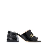 Fendi Mule Promenade com efeito de pele de crocodilo - Preto