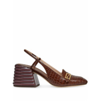 Fendi Sapato com efeito de pele de crocodilo e fechamento no tornozelo - Marrom