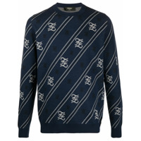 Fendi Suéter de lã com aplicação Karligraphy - Azul