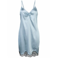 Fleur Du Mal Slip dress de cetim com acabamento em renda - Azul