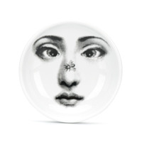Fornasetti Prato com estampa de face 12 cm - Branco