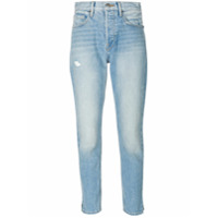 FRAME Calça jeans cropped com efeito desbotado - Azul