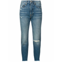 FRAME Calça jeans cropped com efeito destroyed - Azul