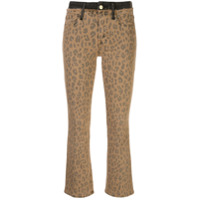 FRAME Calça jeans cropped com estampa pele de leopardo - Marrom