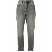 FRAME Calça jeans cropped Le Original com barra desfiada - Cinza