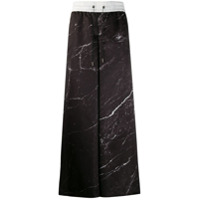 Fumito Ganryu Calça pantalona com estampa marmorizada - Preto