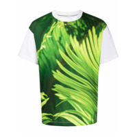 Fumito Ganryu Camiseta com estampa tropical contrastante - Branco