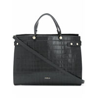 Furla Bolsa tote Lady M com efeito de pele de crocodilo - Preto