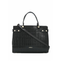 Furla Bolsa tote Lady M com efeito de pele de crocodilo - Preto