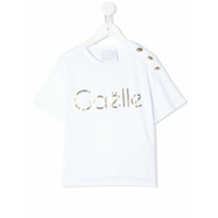 Gaelle Paris Kids Camiseta com logo metálico - Branco