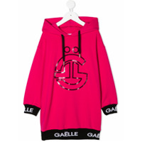 Gaelle Paris Kids Vestido com capuz e estampa de logo - Rosa