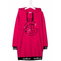 Gaelle Paris Kids Vestido com capuz e estampa de logo - Rosa