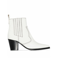 GANNI Ankle boot Western com efeito pele de crocodilo e salto 60mm - Branco