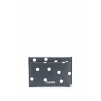 GANNI Porta-cartões de couro com poás - Azul