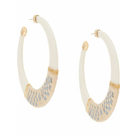 Gas Bijoux Par de brincos de argola Lodge de ráfia - Branco