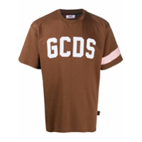Gcds Camiseta decote careca com logo bordado - Marrom