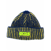 Gcds Gorro de tricô com patch de logo - Azul