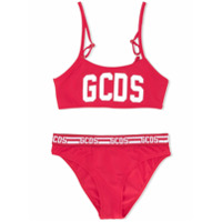 Gcds Kids Biquíni com estampa de logo - Vermelho