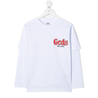 Gcds Kids Blusa mangas longas com patch de logo - Branco