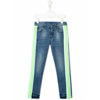 Gcds Kids Calça jeans com listra lateral - Azul