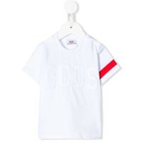 Gcds Kids Camiseta com logo e listra lateral - Branco